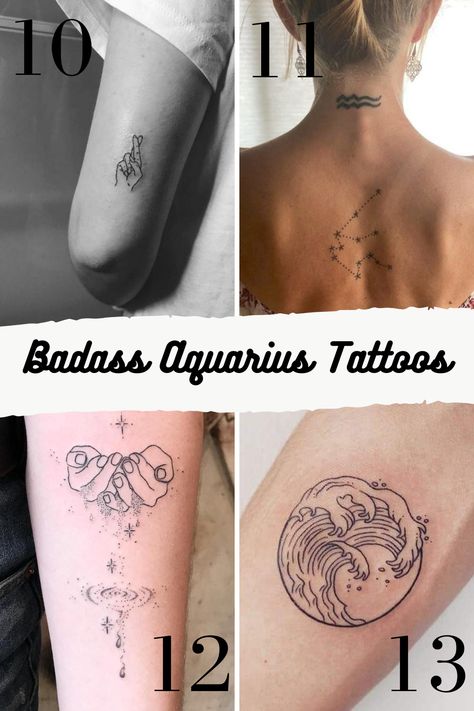 25 Badass Aquarius Tattoo Designs - tattooglee Zodiac Signs Aquarius Tattoo, Aquarius Tattoo Women, Taurus And Aquarius Tattoo, Leo And Aquarius Tattoo, Aquarius Tattoo Men, Tattoo Ideas Aquarius, Small Aquarius Tattoo, Aquarius Tattoo Designs For Women, Human Louvre