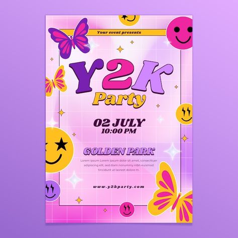 Y2k Poster Template, Birthday Party Themes Y2k, Y2k Party Invitation Template, Y2k Invitation Card, 2000s Party Invitation Template, 2000 Invitation, Y2k Invitation Template, Y2k Birthday Invitations, 2000s Birthday Invitation