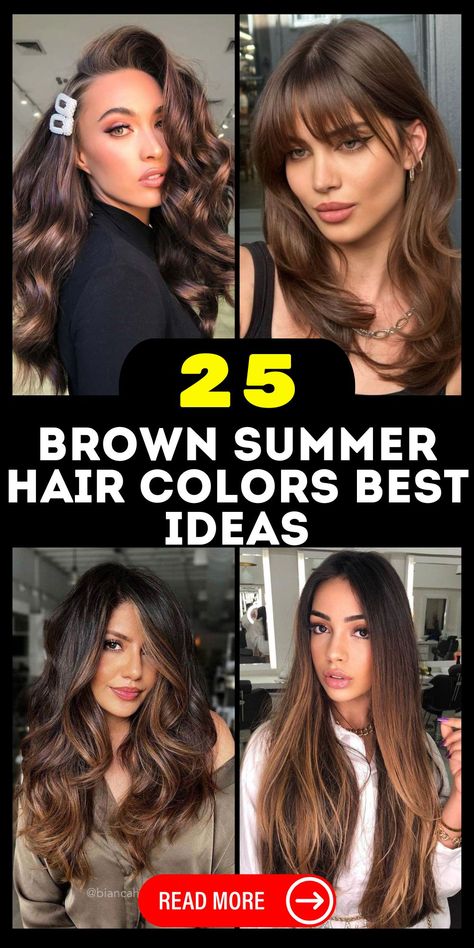 Brown Summer Hair Colors - Best 25 Ideas : Discover Top Trends in Blonde Balayage, Highlights, and More Summer Fall Hair, Brown Summer Hair, Short Summer Haircuts, Ash Highlights, Light Brunette, Blonde Balayage Highlights, Hair Mistakes, Chocolate Mocha, Summer Haircuts