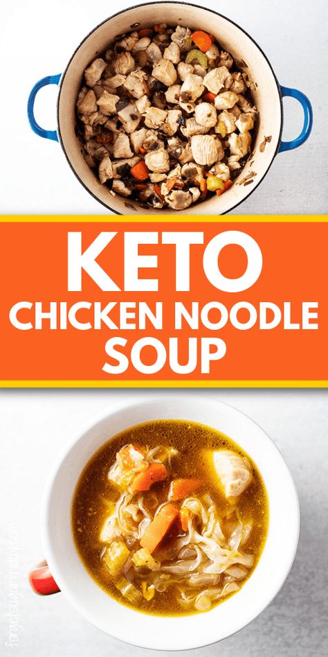 Keto Chicken Noodle Soup, Easy Keto Dinner Ideas, Veggies And Noodles, Keto Soup Recipes, Easy Keto Lunch, Soup Keto, Low Carb Noodles, Easy Low Carb Recipes, Chicken Noodle Soup Recipe