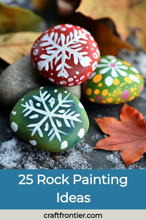 Rock painting is an entertaining craft that encourages kids to get creative! By painting ordinary stones with colorful designs like flowers or animals, they can create beautiful masterpieces. These painted rocks can serve as charming garden decorations or markers. Use a simple tutorial to guide you through selecting stones, painting techniques, and finishing touches to protect your artwork from the elements. Rock Painting Gift Ideas, How To Rock Paint, New Years Painted Rocks 2025, Happy New Year Painted Rocks, Positive Rock Painting Ideas, Gnome Rock Painting Ideas, Winter Rock Painting Ideas, Stones Painting, Painted Rock Ideas