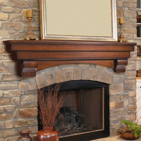 cherry wood mantel Traditional Fireplace Mantel, Distressed Fireplace, Wood Mantel Shelf, Design Camino, Case In Pietra, Mantel Surround, Fireplace Mantel Shelf, Fireplace Shelves, Wood Fireplace Mantel