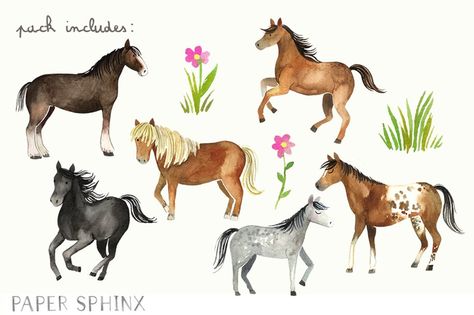 Watercolor Horses, Pony Breeds, Horse Party, Shetland Pony, Barrel Horse, Pony Horse, Running Horses, Clydesdale, Appaloosa