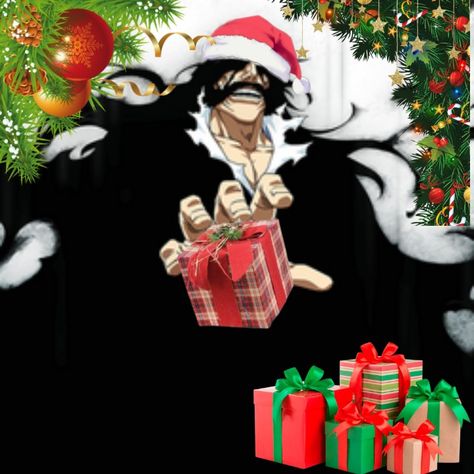 Bleach Christmas Pfp, Stark Bleach, Bleach Logo, Kenpachi Zaraki, Christmas Pfp, Bleach (anime), Bleach Anime, Christmas Hat, Bleach