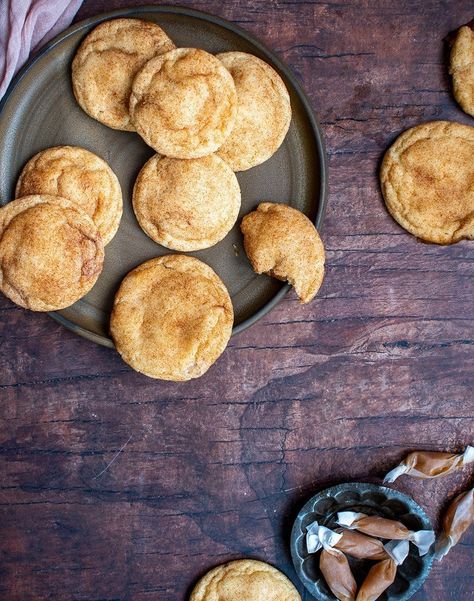 Apple Cider Caramel Stuffed Snickerdoodles - Cherry on my Sundae Stuffed Snickerdoodles, Cider Caramel, Apple Cider Caramel, Caramel Apple Cider, Apple Cider Caramels, Candy Thermometer, Caramel Candy, Apple Pies Filling, Caramel Apple