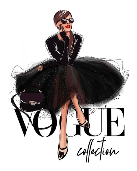 Fashion illustration 🖤💕 Vogue Illustrations, Vintage Foto's, Mode Prints, Vogue Vintage, Magazine Vogue, Mode Chanel, Fashion Sketch, Vogue Covers, Fashion Wall Art