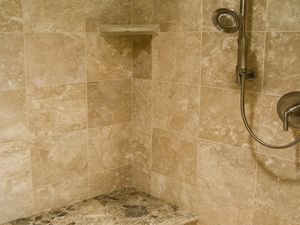 Travertine Shower Tile Ideas, Travertine Tile Shower Designs, How To Clean Stone Shower Tile, Shower Travertine, Updated Travertine Bathroom, Natural Stone Shower Cleaner Diy, How To Clean Travertine Tile Showers, Travertine Bathroom Update, Travertine Tile Bathroom Update