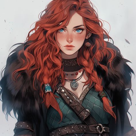 Redhead Viking Women Art, Viking Woman Art, Viking Character, Woman Character, Celtic Woman, Dungeons And Dragons Characters, Dnd Art, Arte Fantasy, Character Creation