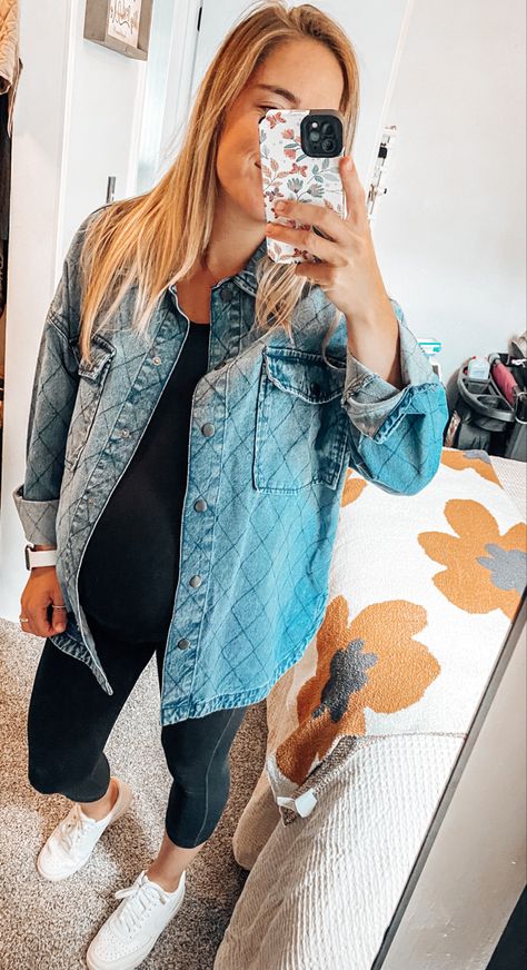 Maternity outfit Fall maternity outfit Shacket Jacket Denim shacket Fall tradition outfit Teacher outfit Maternity leggings Follow my shop @dailydoseofal on the @shop.LTK app to shop this post and get my exclusive app-only content! #liketkit #LTKbump #LTKstyletip #LTKsalealert #maternity #maternityoutfit #bumpfriendly #falloutfit #falloutfitsforwomen #falloutfitswomen #fallmaternity #fallmaternityoutfit #shackets #shacketoutfit #shacket #fallstyle @shop.ltk https://liketk.it/4hWnt Quilted Shacket Outfit, Denim Shacket With Relaxed Fit, Denim Shacket Outfit Women, Denim Button-up Casual Shacket, Utility Denim Button-up Shacket, Fall Utility Style Single-breasted Shacket, Denim Blue Relaxed Fit Button-up Shacket, Fall Maternity Outfits, Shacket Outfit