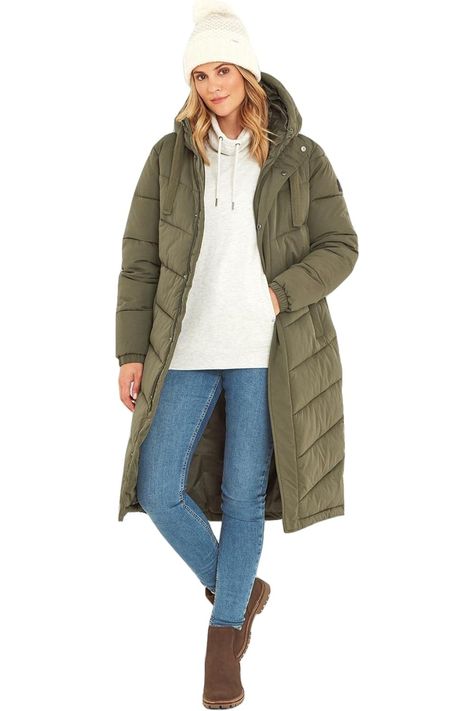 LONG QUILTED WINTER COAT - with wide, chevron panels, a cosy fixed hood with a neat stitchline around the opening and chunky drawcords and elasticated cuffs to keep the wind out Coat For Winter, Womens Fashion Trends, Long Coat, Extra Long, Puffer, Free Delivery, Fashion Trends