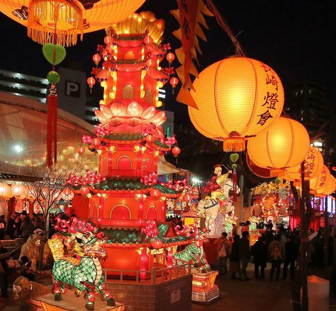 Lanterns are seen lit up during the Nagasaki Lantern Festival, on Feb. 8, 2016. (Mainichi) Thai Lantern Festival, Natsu Matsuri Festivals, Asian Lantern Festival, Lantern Festival Japan, Nagasaki Lantern Festival, Lantern Festival, Journey To The West, Nagasaki, Mid Autumn