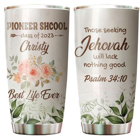 PRICES MAY VARY. ❤️ 【 THE MEANINGFUL GIFT IN ANY OCCASIONS 】Personalized Pioneer School Cup | Jw Gifts | Jw Coffee Tumbler | Jw Pioneer | Pioneer School Gift | Pioneer Tumbler | 2023 Pioneer School. The skinny tumbler with quotes to specially deliver a love message to a beloved person. ❤️ 【KEEP DRINKS HOT OR COLD 】Our double walled insulated stainless steel designs keeps your cold drinks cold and hot drinks hot. We know that you need your coffee to stay hot and your cocktail to stay cold ... tem Jw Preaching Door To Door, Jw Cricut Ideas, Jw Pioneer School Gift Ideas, Pioneer Gifts Jw Ideas, Pioneer School Gifts Jw, Jehovah Witness Gifts, Worship Ideas, Pioneer School Gifts, Jehovah Quotes