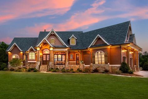 Multi-Gabled Craftsman Home With Elevator-Accessible Guest Studio Suite (Floor Plan) - HomeownerCosts Intricate Woodwork, Foyer Light, Camp House, Lodge Room, Rustic House Plans, Craftsman Style Home, Craftsman Style House Plans, Craftsman House Plan, Keeping Room