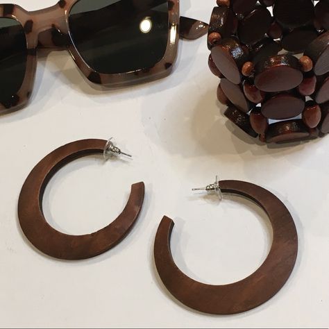 Dark Brown Color Wooden Round Hoop Shape Earrings. For Pierced Ears Only. Hangs 2.25” Long. In New Condition. Nwt Boutique Item See Additional Listings For More Wood Jewelry. (Drawer #1) Wood Hoop Earrings, Jewelry Drawer, Jewelry Wood, Dark Brown Color, Wood Jewelry, Wood Earrings, Wood Jewellery, Boutique Jewelry, Ladies Boutique