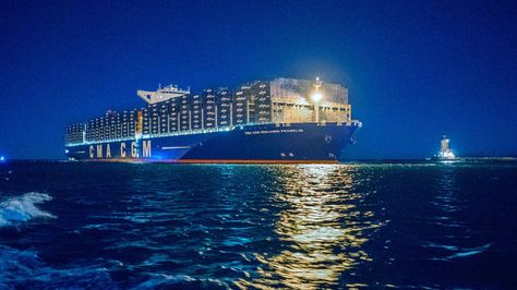 L.A. Welcomes the Largest Container Ship to Visit U.S. !!  CMA CGM Benjamin Franklin Cma Cgm, North Europe, Below Deck, Cargo Shipping, Benjamin Franklin, Aircraft Carrier, Sydney Harbour Bridge, Golden Gate Bridge, Empire State Building