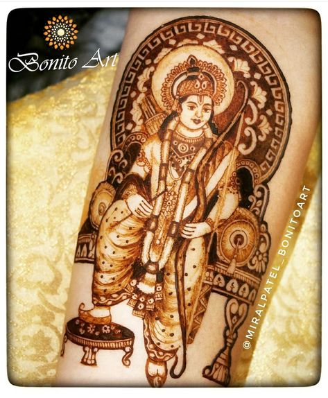 Ram Mehandi Design, Ram Mehndi Designs, Ram Mehndi, Henna Portrait, Portrait Mehendi, Mehndi Drawing, Mehndi Designs Bridal Hands, Rose Mehndi Designs, Mehndi Designs For Kids