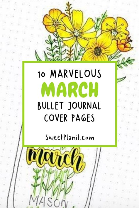 March Lettering, March Bullet Journal Cover, March Cover Page, Bullet Journal Cover Page Ideas, Monthly Ideas, Journal Cover Page Ideas, Spring Begins, March Holidays, Cover Page Ideas