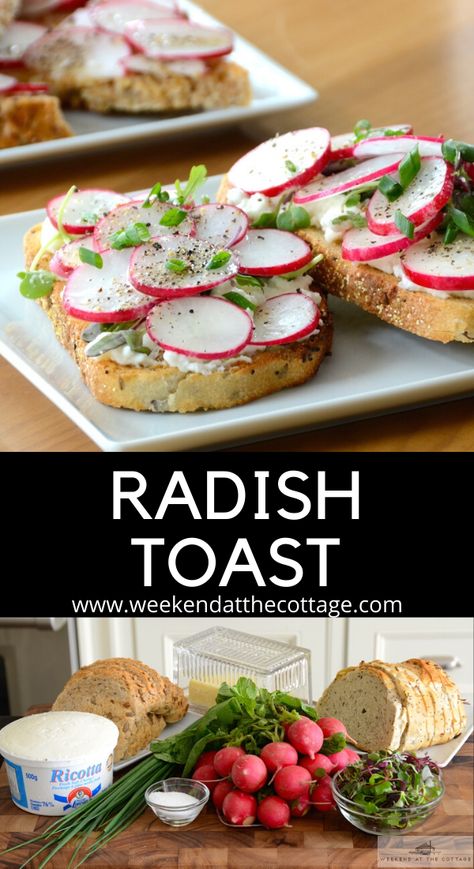 Radish Toast, French Breakfast Radish, Herbed Ricotta, Cottage Meals, Radish Recipes, French Breakfast, Vegetarian Sandwich, Healthy Sandwiches, Breakfast Toast