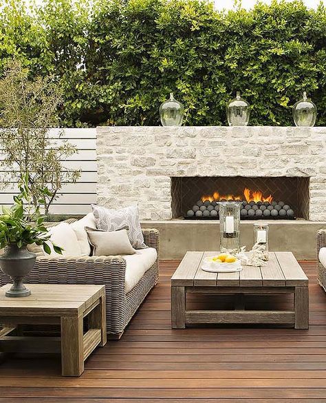 Like the concrete spheres would prefer a smoother face- maybe concrete for modern minimal look 53 Most amazing outdoor fireplace designs ever Design Camino, Outdoor Fireplace Designs, Backyard Fireplace, Patio Fireplace, Backyard Inspiration, Casa Exterior, Outside Living, Backyard Living, Fireplace Design