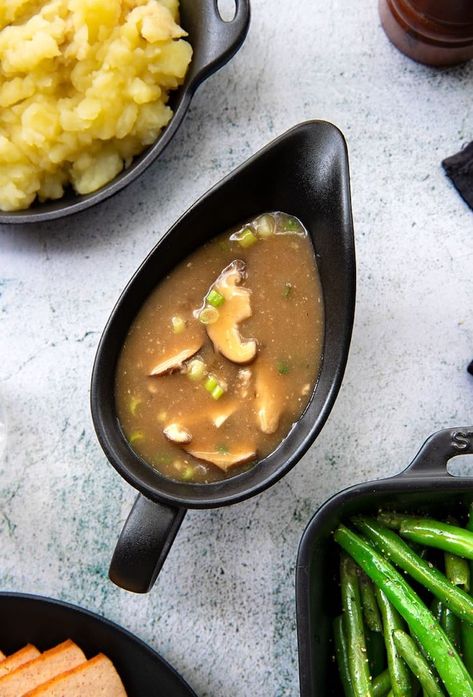 Shiitake Mushroom Miso Gravy (Major Umami!) Shitake Mushroom Recipes, Miso Gravy, Mushroom Miso, Sauteed Tofu, Vegan Mushroom Gravy, Vegan Meatloaf, Vegan Gravy, Shitake Mushroom, Vegan Mushroom