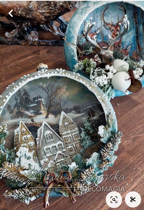 Christmas Diorama, Fairy House Crafts, Bird Christmas Ornaments, Christmas Decoupage, 3d Elements, Christmas Mix, Expensive Shoes, Christmas 3d, Country Christmas Decorations