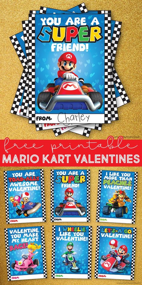 Printable Mario Valentines, Diy Valentines Cards For Kids Classroom Free Printables, Mario Valentines Cards, Free Printable Valentine Cards For Kids, Super Mario Valentines, Valentines Printables Free Kids, Mario Valentines, Ninja Valentine, Free Printable Valentine Cards