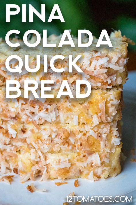 Piña Colada Quick Bread?utm_source=12tomatoes Lemon Blueberry Quick Bread, Pina Colada Bread, Coconut Quick Bread, Cherry Bread Recipe, Blueberry Quick Bread, Cherry Bread, Lemon Pudding Cake, Quick Bread Recipe, Toast In The Oven