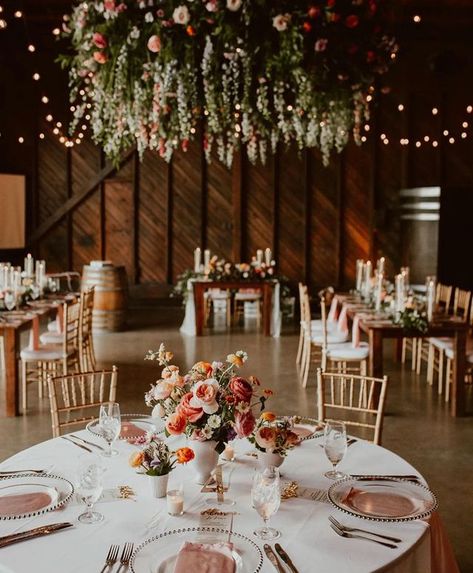 All Posts • Instagram Hanging Wedding Centerpieces, Vineyard Summer Wedding, Round And Farmhouse Table Wedding, Colorful Spring Wedding Centerpieces, Farm To Table Wedding Decor, Wedding Summer Decorations, Large Flower Centerpieces, Summer Vineyard Wedding Colors, Summer Ball Decorations