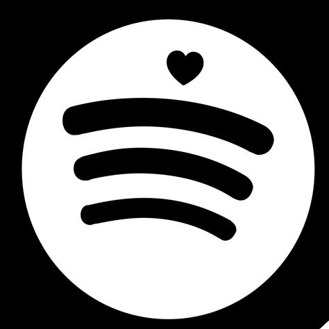 Black and white spotify icon iOS shortcut Android custom app icon with hearts minimalistic monochromatic monochrome Black And White Spotify Icon, White Spotify Icon, Phone Asthetic, Spotify Icon, Wish Box, Black And White Theme, Phone Theme, Iphone Icon, Black N White