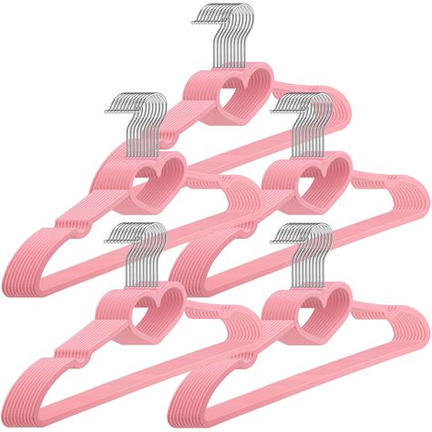 PRICES MAY VARY. Sufficient Quantity: the package includes 50 pieces of pink plastic hangers and the ample quantity can meet your use and replacement needs in daily life or you can share with your friends and family members Multi Functions: these hangers for women clothing are designed with shoulder slots on both sides to keep the clothes away from slipping, nice for halter vests, and the heart in the center can be applied for accessories such as scarves and ties 360 Degree Swivel Hook: these he Cute Hangers, Heart Hangers, Pink Hangers, Dress Room, Kids Hangers, Plastic Clothes Hangers, Suit Hangers, Plastic Clothes, Velvet Hangers