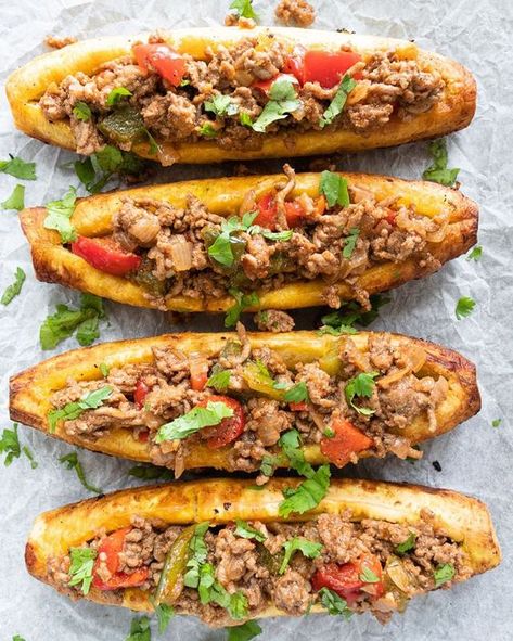 Whole 30 Plantain Recipes, Stuffed Plantain Recipes, Savory Plantain Recipes, Plantain Mash, Stuffed Plantains, Authentic Meals, Mashed Plantains, Green Plantains, Plantain Recipes