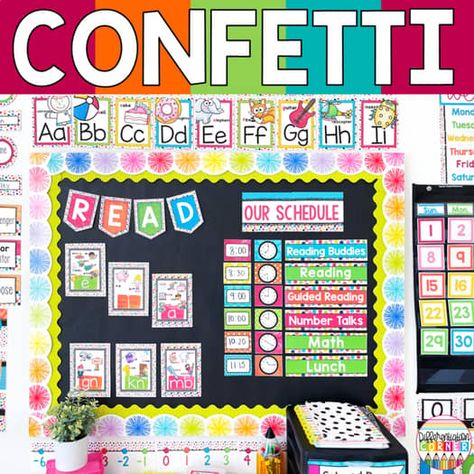 Differentiation Corner | Teachers Pay Teachers Vowel Valley, Confetti Classroom, Classroom Job Chart, Daily Schedule Cards, Bright Classroom, Rainbow Classroom Decor, Teal Burgundy, Clock Labels, Cards Display