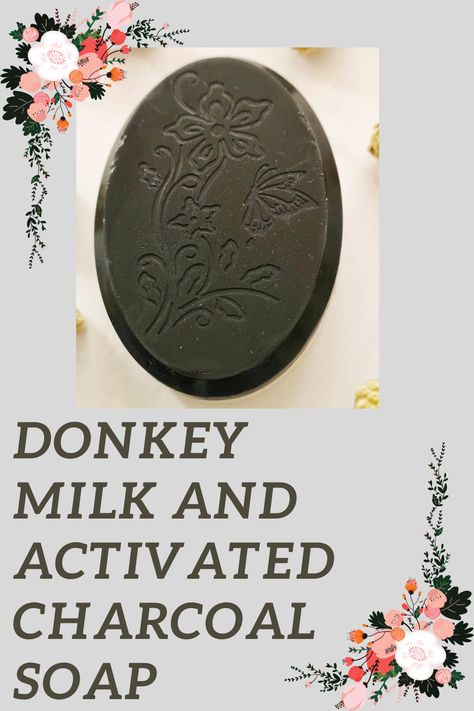 If you're looking for a natural acne remedy, activated charcoal soap may help by removing bacteria and other impurities from your pores. Controls oiliness. By removing dead skin cells and absorbing excess oil, activated charcoal soap may help give your skin a healthy glow without too much shine. The other half of the soap, which has been made from donkey milk soap base helps add moisture to the skin without making it greasy. Goat Milk Charcoal Soap Recipe, How To Make Charcoal Soap, Charcoal Soap Recipe, Charcoal Soap Benefits, Donkey Milk Soap, Charcoal Goat Milk Soap, Activated Charcoal Soap, Buy Skincare, Natural Acne Remedies