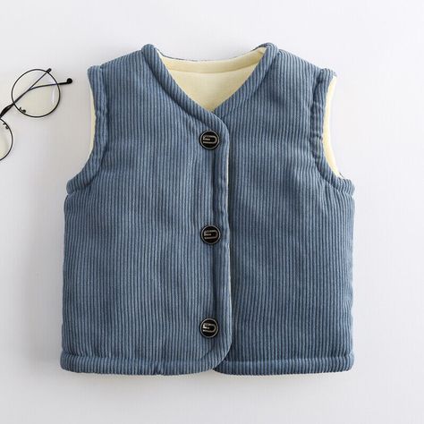 This item is for 1 x Waistcoat. Toddler Baby Corduroy Outerwear Coat Thermal Waistcoat Vest Jacket Body Warmer Please be reminded that due to lighting effects and monitor brightness/contrast setting, the color tone of the website photo and the actual item could be slightly different. This is in Asian sizing, smaller than western size e.g. UK, US, AU. Please check the measurements carefully before making a purchase. If you are not sure which size to buy, please provide height and weight, we will recommend a suitable size. Size: 1-8 Years 1-2 T (Label size 80): length 13.4 in/34cm, bust 25.2 in/64cm, shoulder 9.8 in/25cm, suggest height 29.5 in/75 cm 2-3 T (Label size 90): length 14.1 in/36cm, bust 26.7 in/68cm, shoulder 10.6 in/27cm, suggest height 33.4 in/85 cm 3-4 T (Label size 100): leng Vest Pattern Free, Toddler Vest, School Clothing, Kids Vest, Boys Vest, Winter Collars, Girls Vest, Baby Outerwear, Vest Pattern