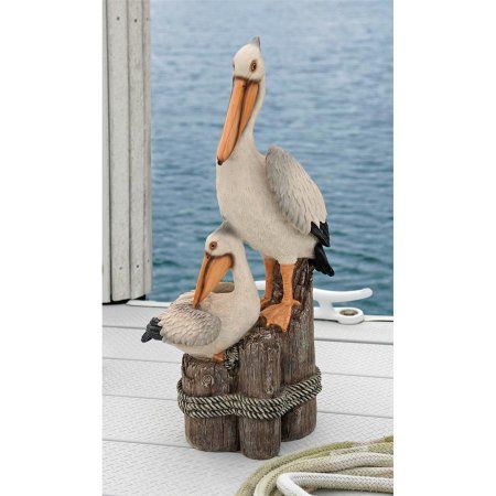 Design Toscano Ocean's Perch Pelican Statue, Multicolor Ocean Perch, Turtle Statue, Pelican Bird, Large Bed, Garden Gnomes Statue, Lawn Ornaments, Bird Statues, Plant Ideas, Ocean Decor