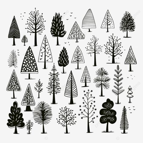 hand drawn christmas trees collection woods in doodle sketch style vector linear illustration dood Doodle Trees Drawings, Doodle Christmas Tree, Tree Doodle Simple, Nordic Drawings, Doodles Drawings Sketches, Simple Tree Drawing, Trees Doodle, Christmas Tree Doodle, Doodle Trees