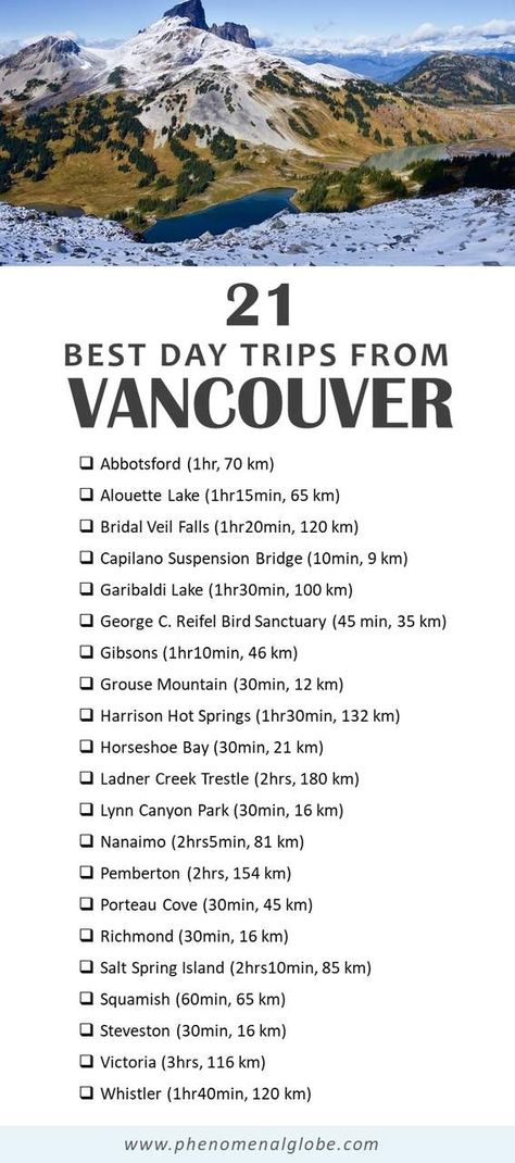 Places To Visit In British Columbia, Travel Canada Tips, Places To Visit In Vancouver Canada, Things To Do In Vancouver Canada Summer, Vancouver Day Trips, Day Trips From Vancouver Bc, Vancouver Canada Travel, Vancouver Bucket List, Vancouver Outfits Summer