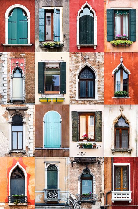 Windows Of The World Colored Windows, Windows House, Window To The World, Venice Photography, Window Architecture, Design Window, Window Art, Beautiful Doors, Window Design