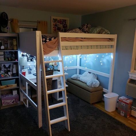 Loft Beds For Teens, Girls Loft Bed, Loft Beds For Small Rooms, Beds For Small Rooms, Loft Bed Plans, Diy Loft Bed, Girl Bedrooms, Loft Beds, Dorm Room Designs