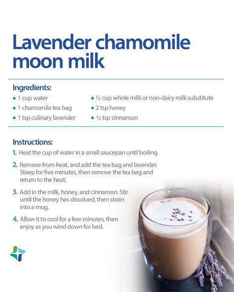 Warm Drinks Recipes, Moon Milk Recipe, Kitchen Witch Recipes, Moon Milk, Hot Drinks Recipes, Tea Drink Recipes, St Luke, Culinary Lavender, Trouble Falling Asleep