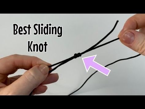 (12) Best adjustable sliding knots for necklaces and bracelets - YouTube Adjustable Cord Necklace Sliding Knot, Slip Knot For Necklace, Sliding Knot Necklace Tutorials, Slide Knot Necklace, Necklace Knots Adjustable, Bracelet Tying Sliding Knot, Necklace Cord Ideas, Necklace Knot Adjustable, Bracelet Sliding Knot Tutorial