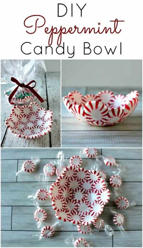 DIY Peppermint Candy Bowl - The perfect and easiest DIY Christmas Gift Peppermint Candy Bowl, Christmas Decor Diy Cheap, Diy Christmas Gifts For Friends, Cheap Christmas Diy, Easy Diy Christmas Gifts, Candy Crafts, Friends Diy, Cadeau Diy, Diy Spring