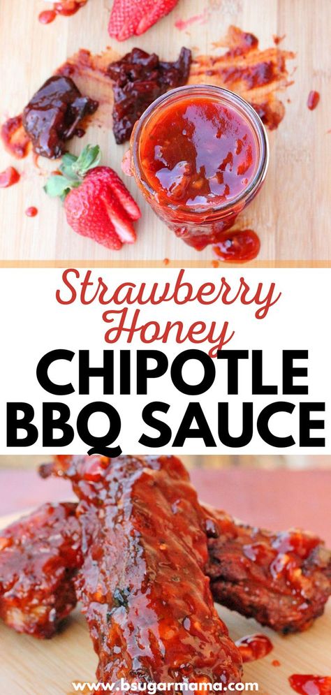 Strawberry Chipotle Bbq Sauce, Strawberry Bbq Sauce Recipes, Strawberry Bbq Sauce, Honey Bbq Sauce Recipe, Chipotle Bbq Sauce, Strawberry Honey, Cannibis Recipes, American Foods, Honey Bbq Sauce