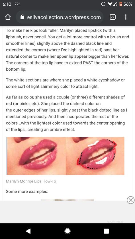 Marylin Monroe Lipstick, 1950 Makeup Tutorial, Marilyn Monroe Tips, 50s Lipstick, 1950 Makeup, Marilyn Monroe Lips, Marilyn Monroe Lipstick, Marilyn Monroe Makeup, 1950s Makeup