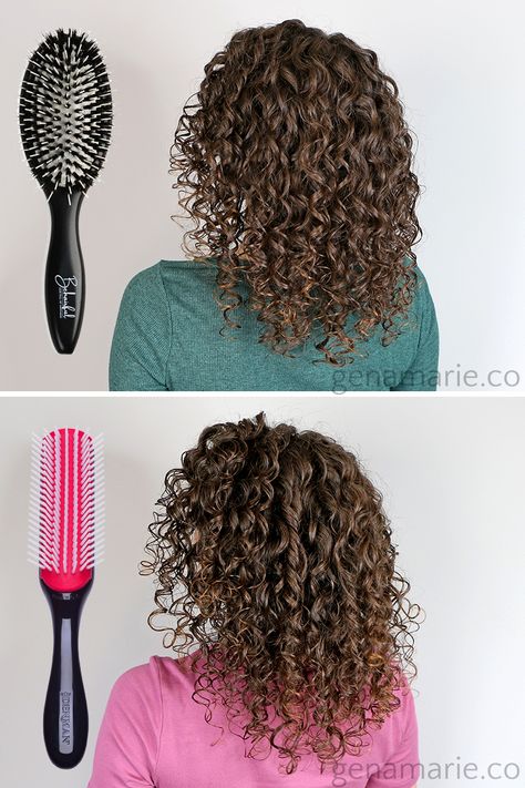 Denman Brush vs. Behairful Brush Compared - Gena Marie Types Of Brushes, Damaged Curly Hair, Denman Brush, Style My Hair, Foundation Brushes, Curly Hair Brush, Detangler Brush, Natural Hair Brush, Curly Hair Videos