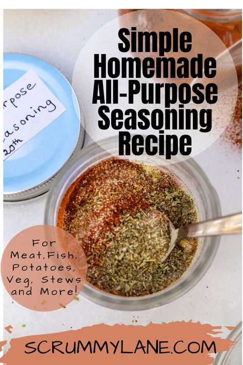 Pack flavor into chicken wings and thighs, minute steak, pork chops, soups, casseroles, potatoes, vegetables and more with this homemade all-purpose seasoning. It takes only a few minutes to make up a batch to go in your pantry to grab whenever you need to add a little more 'pizzazz' to a dish. You only need 7 simple basic herbs and spices, and it's so easy to swap things in and out to suit your taste. Easy Chicken Seasoning, Vegetable Soup Seasoning, Gyro Seasoning, Minute Steak, Chicken Seasoning Recipes, Pork Chop Seasoning, Potatoes Vegetables, Easy Marinades, Meat Marinade