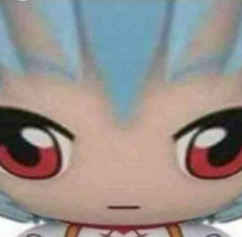 rei chiquita evangelion plush meme shitpost Rei Ayanami Plush, Rei Ayanami, Blue Hair, Red, Anime, Hair, Blue