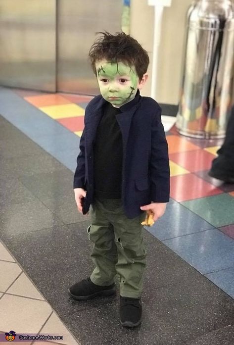 Baby Frankenstein Costume, Toddler Frankenstein Costume, Diy Frankenstein Costume, Frankenstein Costume Kids, Frankenstein Costume Diy, Monster Costume Diy, Diy Frankenstein, Frankenstein Halloween Costumes, Frankenstein Makeup