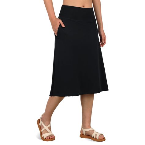 PRICES MAY VARY. WAISTBAND--Elastic wide waistband design with inner adjustable drawstring provides more comfortable feeling, wide high waistband for shaping and tummy control POCKETS--2 side hidden zipper pockets are deep enough for your key or card etc. And this Sporty modest swim skirts with 2 side splits for comfy fit MODEST STYLE--Pull-on 26" over-knee midi long swim skirts with built-in knee length cappris is super cute.Durable,light weight,quick dry,stretch friendly MATERIAL--The swim leg Skirts With Leggings, Long Swim Skirt, Swim Skirts, Waistband Design, Modest Swim, Swim Leggings, Sports Crop Tops, Modest Style, Golf Skirts