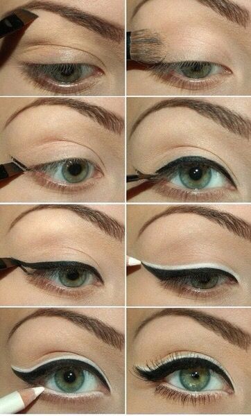 Maquillage Pin Up, How To Use Eyeliner, Eyeliner Cat, Basic Eye Makeup, Eye Makeup Glitter, Smoky Eye Makeup Tutorial, Eyeshadow Tutorial For Beginners, Makeup Cantik, Tutorial Eyeliner